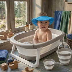 Set za kupanje bebe – Dolu kadica set sivi + Canpol štitnik plavi