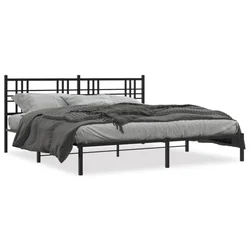 Vidaxl Kovinski posteljni okvir z vzglavjem črn 183x213 cm