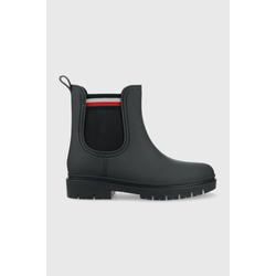 Gumene čizme Tommy Hilfiger Rain Boot Ankle Elastic za žene, boja: tamno plava