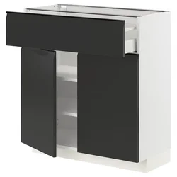 METOD / MAXIMERA Podni element s fiokom/2 vrata, bela/Upplöv boja antracita, mat, 80x37 cm