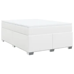 Vidaxl Box spring postelja z vzmetnico bel 140x200 cm umetno usnje