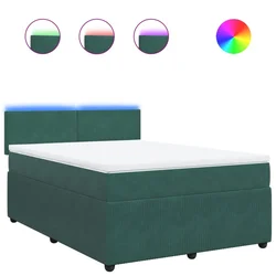 Vidaxl Box spring postelja z vzmetnico temno zelena 160x200 cm žamet