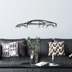Opviq Zidna dekoracija Bugatti Veyron Silhouette, 70x13 cm, 1.5 mm, Crna