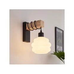 Brilagi - Zidna svetiljka WOOD GLASS 1xE27/60W/230V borovina/crna/bela