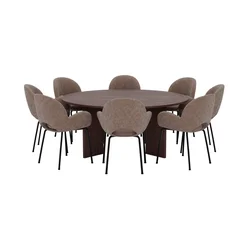 Venture Design Jedilna miza in komplet stolov Graos z 8 stolčki Florensa, miza 180x75 cm, rjava