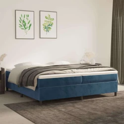 Okvir za krevet s oprugom tamnoplavi 200x200 cm baršunasti