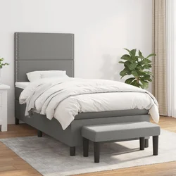 Greatstore Box spring postelja z vzmetnico temno siva 100x200 cm blago