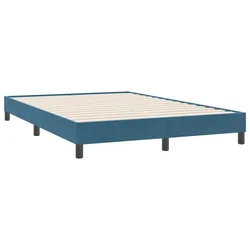 Vidaxl posteljni okvir brez vzmetnice temno modra 140x220 cm žamet