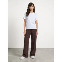 Sinsay - Wide leg pantalone od debele rebraste pletenine sa flis postavom - karmin