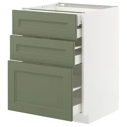 METOD / MAXIMERA Pod.elem.3front/2dnj/1srd/1vis.fiok, bela/Axstad sivozelena, 60x60 cm
