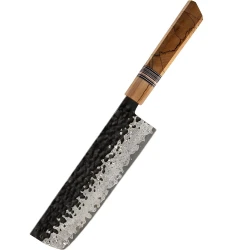 Damaskovski kuhinjski nož ZE-37432 - Nakiri / Smeđa KP37432