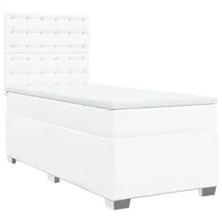 Vidaxl Box spring postelja z vzmetnico bela 90x200 cm umetno usnje