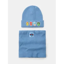 Sinsay - Rebrasti komplet sa dodatkom viskoze: beanie kapa i okovratnik Marvel 2 pack - grey blue
