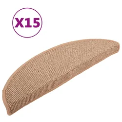Prostirke za stepenice 15 kom 65x21x4 cm svijetlosmeđe poluokrugle velike