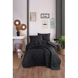 Lessentiel Maison Set Prekrivač i jastučnica Solid, 160x220 cm, Crni