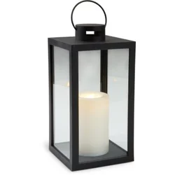 Fenjer GEFJON Š13xD13xV26cm crna sa LED svećom