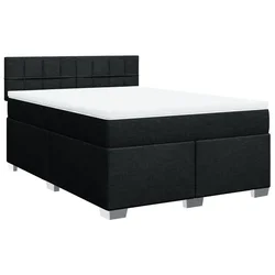 Vidaxl Box spring postelja z vzmetnico črna 140x200 cm blago