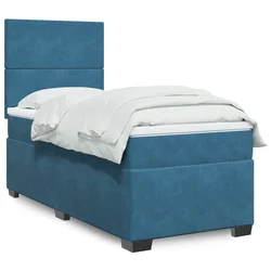 VIDAXL Box spring postelja z vzmetnico modra 90x200 cm žamet