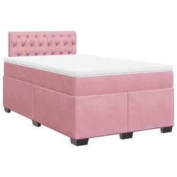 Vidaxl Box spring postelja z vzmetnico roza 120x190 cm žamet