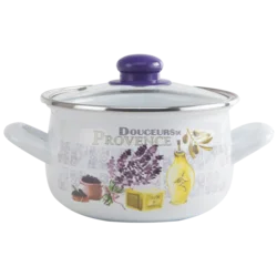 Interos emajlirana šerpa sa poklopcem 16 cm lavanda - 3539