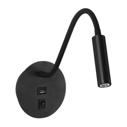 Brilagi - LED fleksibilna zidna lampa sa USB portom MAYA LED/3W/230V crna
