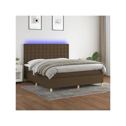 Krevet box spring s madracem LED tamnosmeđi 160x200 cm tkanina
