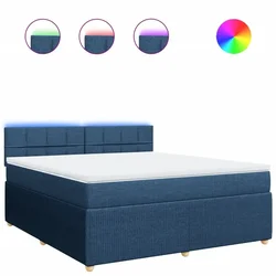 Vidaxl Box spring postelja z vzmetnico modra 180x200 cm blago