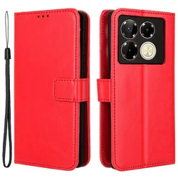 GS Ovitek Crazy Horse Wallet Flip za Infinix Note 40 Pro Plus, rdeč