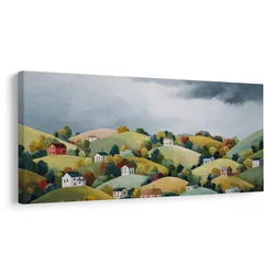 Slika barviti hribi pod oblaki - 140x70