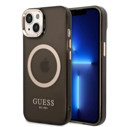 LICENSED GUESS GUESS Futrola za iPhone 14 Plus GOLD OUTLINE TRANSLUCENT BLACK MagSafe