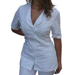 Nina Ženske medicinska bluza kratkih rukava, Bela