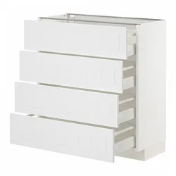 METOD / MAXIMERA Podni element 4 fronta/4 fioke, bela/Stensund bela, 80x37 cm