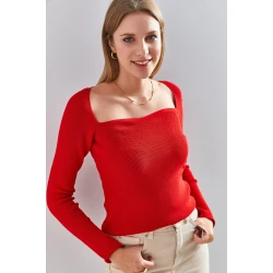Bianco Lucci Womens Square Collar Knitwear Sweater