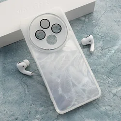 Maska za Xiaomi Redmi 14C/ A4 (2024) Glitter Feather bela