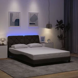 Okvir za krevet s LED rasvjetom bez madraca tamnosmeđi 140x190 cm tkanina