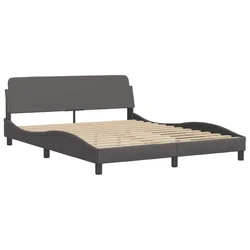 Vidaxl Posteljni okvir Dover siv 160x200 cm umetno usnje
