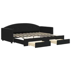 Vidaxl Izvlečna dnevna postelja s predali črna 90x190 cm žamet