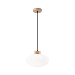 Viseći luster na sajli HARMONY 1xE27/15W/230V, prečnik 30 cm, bela/hrast