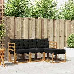 Set vanjskih sofa s jastukom 4 pcs Prirodna i crna