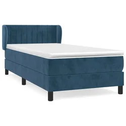 Vidaxl Box spring postelja z vzmetnico temno modra 80x200 cm žamet