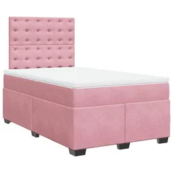 Vidaxl Box spring postelja z vzmetnico roza 120x200 cm žamet