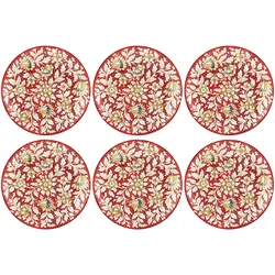 Casa Padrino luxury ceramic plates set of 6 red/multicolored A 40 cm - Handmade & hand painted dinner plates with floral design - Hotel & restaurant accessories - Made in Italy