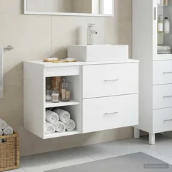 Set namještaja za kupaonicu 2 pcs Bijela Konstruirano drvo