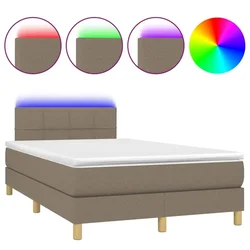 Vidaxl Box spring postelja z vzmetnico LED taupe 120x200 cm blago