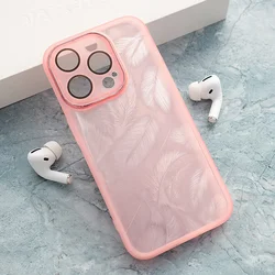 Maska za iPhone 15 Pro Glitter Feather roze