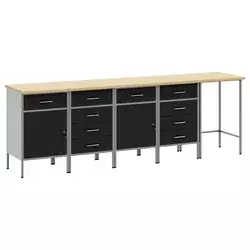 Set radnih ormarića s ladicama s pohranom 5 pcs Crna i Siva