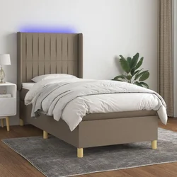 shumee Box spring postelja z vzmetnico LED taupe 90x190 cm blago