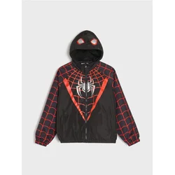 Sinsay - Jakna vetrovka s kapuljačom i ranflama Spider-Man - crno