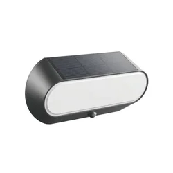 Ovalna solarna zidna lampa sa senzorom pokreta, 5W, 500lm, 4000K, crna