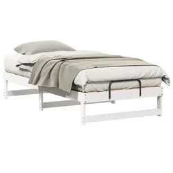 Vidaxl Konstrukcija postelje Bela 90 x 190 cm Masivno borovo les